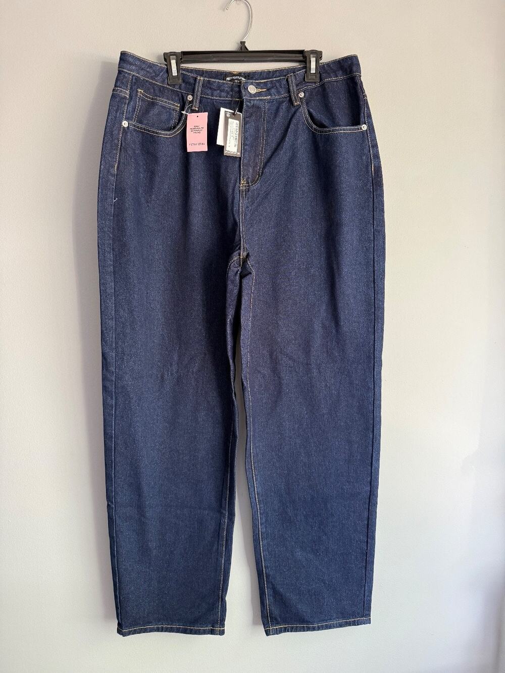 PrettyLittleThing NWT Dark Indigo High Waist Boyfriend Jeans Women Size 10 90s